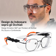 Carica l'immagine nel visualizzatore di Gallery, SAFEYEAR SG009 Occhiali di Protezione da Lavoro Trasparente Laboratorio Antiappannamento e Antigraffio CE EN166,Gambe a 