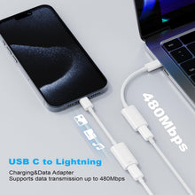 Carica l'immagine nel visualizzatore di Gallery, AXFEE Adattatore per cuffie USB C a light-ning da tipo C a light-ning, adattatore audio per i-Phone 15 i-Pad Air i-Pad M