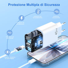 Carica l'immagine nel visualizzatore di Gallery, YISH 45W Caricatore USB C Caricabatterie Rapido：GAN PD3.0 Alimentatore USB C Presa per Smartphone 18/17/16/ S26/S25/S24/