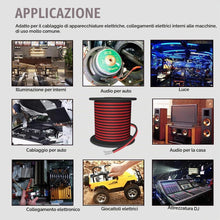 Carica l'immagine nel visualizzatore di Gallery, Cavo di Prolunga da 20 Metri 2x0,32mm² 22AWG 2 Conduttori Cavo Elettrico Rosso e Nero in Rame Stagnato a Trefoli per 12 