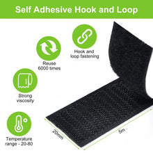 Carica l'immagine nel visualizzatore di Gallery, AiQInu 5m x 20mm Feltro Adesivo Forte Biadesivo, Sistema Di Fissaggio Hook &amp; Loop, Riutilizzabili Nastro Strappo Adesivo
