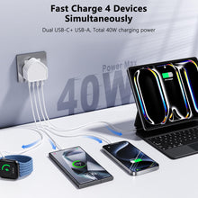 Carica l'immagine nel visualizzatore di Gallery, Caricatore USB C, 40 W 4 Porte USB C Caricabatterie Rapido, Piatto Compatto Salvaspazio Alimentatore USBC per Spazi Rist