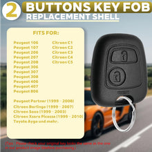 Carica l'immagine nel visualizzatore di Gallery, 2 Pezzi Guscio Chiave Auto Compatibile con Peugeot 106 107 206 207 208 306 307 308 406 407 C-itroen C1 C2 C3 C4 C5 Picas
