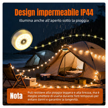 Carica l'immagine nel visualizzatore di Gallery, Luci Campeggio Retrattili 10 m, Telecomando, Ricarica USB-C/Solare