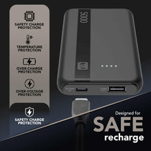 Carica l'immagine nel visualizzatore di Gallery, Cellularline Power Bank 5000 mAh con USB-C In/Out + 2 Porte USB-A - Ricarica Multipla e LED Indicatore - Nero