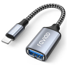 Carica l'immagine nel visualizzatore di Gallery, RAVIAD Adattatore Lightning a USB [Certificato MFi], Lightning a USB Adattatori Cavo OTG iOS per iPhone/i-Pad, Cavo USB3