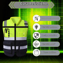 Carica l'immagine nel visualizzatore di Gallery, URAQT Giubbotti di Sicurezza, Gilet Alta visibilità, Gilet di Sicurezza Riflettente con 7 Tasche e Cerniera, Gilets di s