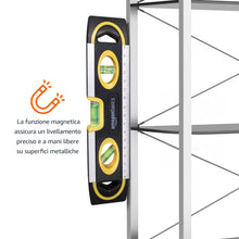 Carica l'immagine nel visualizzatore di Gallery, Amazon Basics livella torpedo magnetica e righello da 22.8 cm, a piombo/livella/bolla a 180, 90, 45 gradi, Nero, Giallo