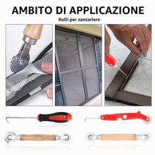 Carica l'immagine nel visualizzatore di Gallery, 4 Pezzi Attrezzi Di Schermo Rotolamento, Rotella per Zanzariere, Attrezzo per rullo vaglio con gancio adatto, Zanzariera