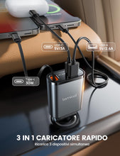 Carica l'immagine nel visualizzatore di Gallery, Lamicall 3-IN-1 Caricatore Auto USB C - [Super Compatto] 50W Carica Rapida
