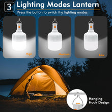 Carica l'immagine nel visualizzatore di Gallery, 2PCS Lampadina da Lavoro a Sospensione, Lanterna da Campeggio Portatile Luce a LED di Campeggio Ricaricabile, 3 Modalità