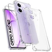 Carica l'immagine nel visualizzatore di Gallery, Cover per Oppo A40 / Oppo A40M / Oppo A60 5Gcon 2 pezzi in vetro temperato, custodia in silicone TPU trasparente morbido