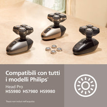 Carica l'immagine nel visualizzatore di Gallery, Testine di ricambio originali Philips Compatibili con i modelli Philips Head Shaver Pro HS5980, HS7980 e HS9980, lame au