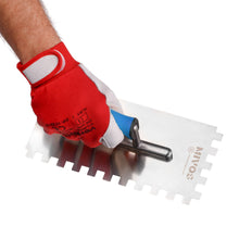 Carica l'immagine nel visualizzatore di Gallery, Mivos Cazzuola Dentata 12 x 12, in Acciaio Inox, Con Impugnatura Morbida, Dentatura da 12 mm, Senza Ruggine, 270 x 130
