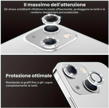 Carica l'immagine nel visualizzatore di Gallery, Coiwxmoi Protezione Fotocamera per iPhone 14/14 Plus,Pellicola Vetro Glitter Copri Telecamera Camera Proteggi Obiettivo 
