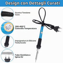Carica l'immagine nel visualizzatore di Gallery, Kit Saldatore a Stagno 60W 9 Pezzi, temperatura regolabile 200-450°C con 5 punte supporto stagno e spugna, per riparazio