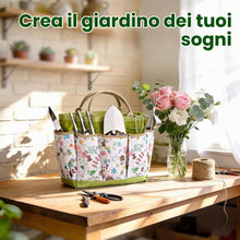 Carica l'immagine nel visualizzatore di Gallery, Bamworld Set da 9 Pezzi Attrezzi da Giardinaggio in Acciaio Inossidabile Resistente Antiruggine con Organizer Ideale, Ki