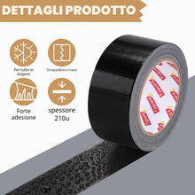 Carica l'immagine nel visualizzatore di Gallery, Nastro Telato Nero 3 Rotoli, 48 Mm X 28 M, Spessore 210 Μ