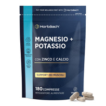 Carica l'immagine nel visualizzatore di Gallery, Magnesio e Potassio + Zinco e Calcio - 180 Compresse Vegane