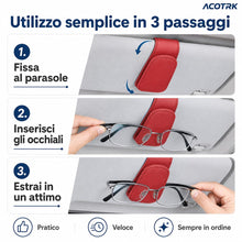 Carica l'immagine nel visualizzatore di Gallery, Porta Occhiali Auto, Portaocchiali da Sole per Aletta Parasole con Clip, Supporto per Occhiali da Vista, Biglietti, Cart