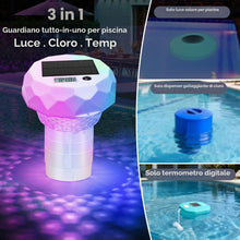 Carica l'immagine nel visualizzatore di Gallery, Galleggiante cloro con luce solare e termometro, dispenser galleggiante con telecomando regolabile per piscine, stagni, 