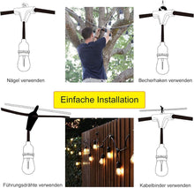 Carica l'immagine nel visualizzatore di Gallery, SQUADO Catena Luminosa E27 Catenaria 10 Portalampade Da 10 Metri, Cavo Nero Prolungabile led Cordoniera Uso Sia Esterno 