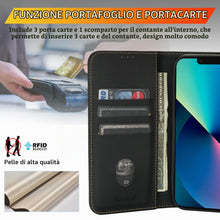 Carica l'immagine nel visualizzatore di Gallery, Cover per iPhone 13 / iPhone 14 Custodia a Libro in Pelle,Nero