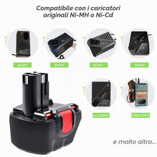 Carica l'immagine nel visualizzatore di Gallery, 12V 4,8Ah Batteria per Bosch BAT043 BAT045 BAT120 BAT139 2607335542 2607335526 2607335274 2607335709 GSR 12-2 12VE-2 PSR