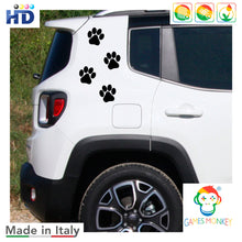Carica l'immagine nel visualizzatore di Gallery, Confezione Adesivi Zampe Cane Zampe Cuore Love Zampe 10 Pezzi per Auto o Moto Bici o Monopattino (Nero)