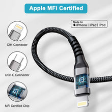 Carica l'immagine nel visualizzatore di Gallery, Cavo iPhone USB C 2 Metri [Certificato MFi], Cavo USB C Lightning Cavetto iPhone Filo Cavi Lightning USB C Cavi Caricato