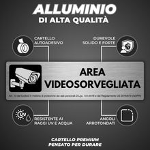 Carica l'immagine nel visualizzatore di Gallery, Targa Videosorveglianza - 5x18 cm - Alluminio - Ripresa Immagini