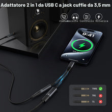 Carica l'immagine nel visualizzatore di Gallery, Adattatore e Ricarica per Cuffie USB C, 2 in 1 Jack da 3,5 mm USB C PD 60W Ricarica Rapida per Auricolari Splitter C omp