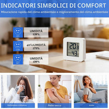 Carica l'immagine nel visualizzatore di Gallery, 6 Piccolo Igrometro Imidità Casa,Mini Igrometro Termometro Digitale LCD