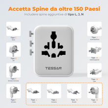 Carica l'immagine nel visualizzatore di Gallery, TESSAN Adattatore Universale da Viaggio con 2 USB A e 3 USB C, 28W Max