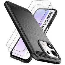 Carica l'immagine nel visualizzatore di Gallery, Custodia Cover per Honor 600 Smart 5G e 2 Vetro Temperato, Spazzolata e Fibra di Carbonio Morbido Silicone TPU Antigraff