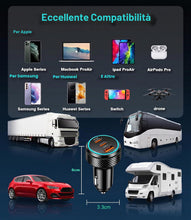 Carica l'immagine nel visualizzatore di Gallery, 3-Porte Caricatore Auto USB Accendisigari USB Caricabatterie, 78W Caricabatterie Auto Cellulare Dual PD+QC3.0 Adattatore