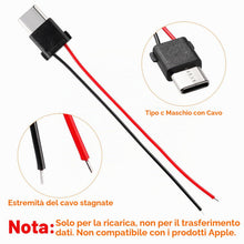 Carica l'immagine nel visualizzatore di Gallery, 10 Pezzi 3A 2 Pin Tipo C Maschio, USB Tipo C Maschio 2 Fili Connettore Presa, Connettore USB Tipo C a Saldare con 70mm 2