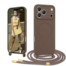 Carica l'immagine nel visualizzatore di Gallery, Magnetica Cover con Cordino per iPhone 17 Pro Custodia con Tracolla [Compatibile con Magsafe] Collana in Silicone Liquid