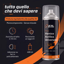 Carica l'immagine nel visualizzatore di Gallery, Area Boxes Vernice Trasparente Spray per Fari Auto | 400 ml | Finitura trasparente 2K Alto Lucido | Adesione al Policarb