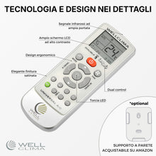 Carica l'immagine nel visualizzatore di Gallery, Wellclima Double E.S Telecomando Universale per Condizionatori Climatizzatori, Progettazione Italiana, Compatibile con 1