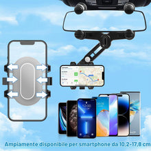 Carica l'immagine nel visualizzatore di Gallery, Sweetone Supporto per Telefono Specchietto Retrovisore Auto, Porta Cellulare 360° Girevole Retrattile, Multifunzionale S