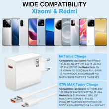 Carica l'immagine nel visualizzatore di Gallery, 120W Caricatore Alimentatore USB C Rapida con Tipo C Cavo 6A per Xiaomi