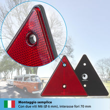 Carica l'immagine nel visualizzatore di Gallery, valonic triangolo catarifrangente, 2 pezzi - certificato secondo ECE: R3.02 Classe IIIA - 15cm - riflettore per rimorchi