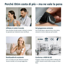 Carica l'immagine nel visualizzatore di Gallery, iStim 16 Elettrodi Neri TENS autoadesivi 5x5 cm – Super Morbidi e Riutilizzabili, Compatibili con Dispositivi TENS/EMS, 