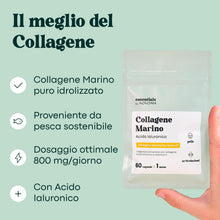 Carica l'immagine nel visualizzatore di Gallery, Collagene Marino con Acido Ialuronico, Pelle Idratata e Articolazioni Forti, Fornitura di 1 mese, 60 Capsule, Idrolizzat
