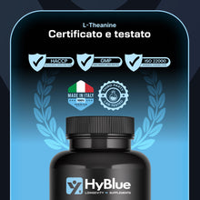 Carica l'immagine nel visualizzatore di Gallery, HyBlue L Teanina 200 mg, 120 cps, 100% Vegano, Fino 4 Mesi