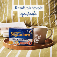 Carica l'immagine nel visualizzatore di Gallery, Camomilla Sogni d'oro solubile con melatonina, 16 Filtri, senza zuccheri e glutine, immediatamente solubile, facile da p