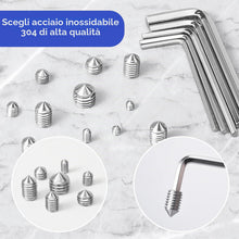 Carica l'immagine nel visualizzatore di Gallery, Vite Senza Testa sferica conica da 290 pezzi, set di viti a esagono incassato M3/M4/M5/M6/M8, set di grani, maniglia del