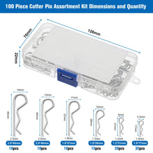 Carica l'immagine nel visualizzatore di Gallery, 100 Pezzi Copiglie Clips, Coppiglie Mollette a R,R Clip Coppiglie a Molla,R Coppiglie Pin,per Trattori Auto Camion,sei t