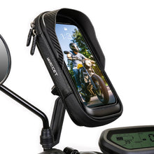 Carica l'immagine nel visualizzatore di Gallery, Porta Cellulare Moto Impermeabile, Porta Telefono Motocicletta con 360 Gradi Rotabile Supporto Cellulare Scooter Specchi